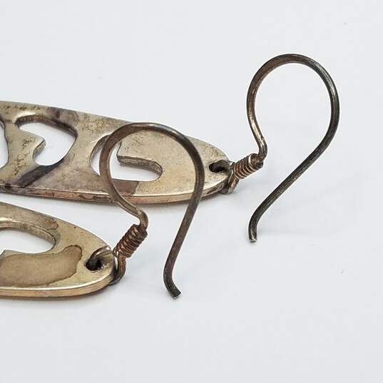 TF-41 Mexico Sterling Modernist Dangle Earrings & Brooch Bundle 2pcs 13.0g image number 4