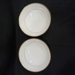 Pair of White with Gold Tone Trim Bone China Narumi Wheaton Salad Bowls alternative image