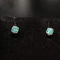 14K Yellow Gold Blue Glass Earrings - 0.9g image number 2