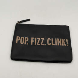 Womens Black Leather Pop Fiz Clink Zipper Cosmetic Pouch alternative image