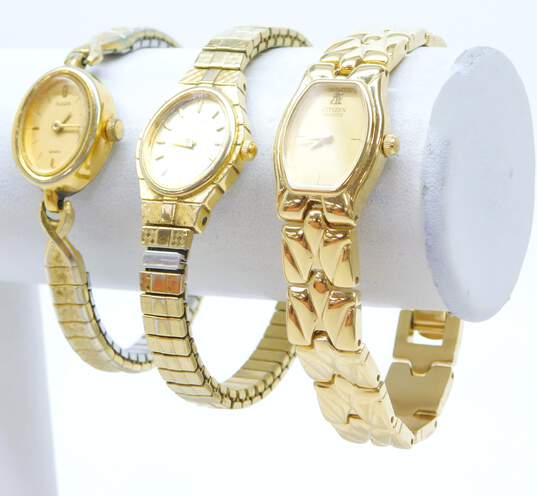 Ladies Vintage Citizen & Pulsar Gold Tone Quartz Dress Watches 70.9g image number 5