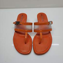 Prada Women's Orange Leather Thong Sandals Size 35.5