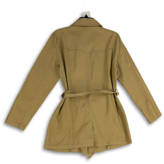 NWT Womens Tan Spread Collar Long Sleeve Double Breasted Trench Coat Size M image number 2