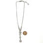 Designer Givenchy Silver-Tone Link Chain Clear Rhinestone Y-Drop Necklace image number 3