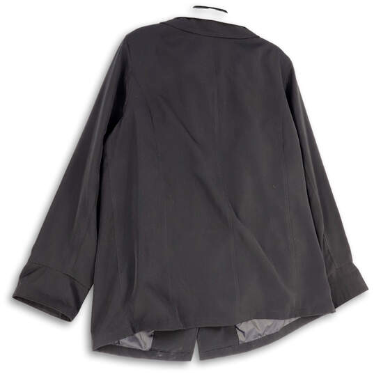 Womens Black Long Sleeve Spread Collar Pocket Full Zip Jacket Size 1X image number 2