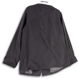 Womens Black Long Sleeve Spread Collar Pocket Full Zip Jacket Size 1X alternative image