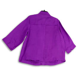 NWT Womens Purple 3/4 Sleeve Collared Pockets Button Front Jacket Size 1X alternative image