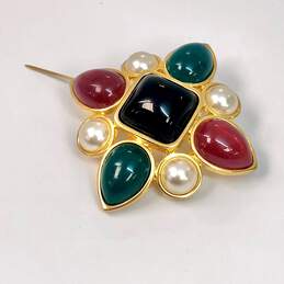 Designer Joan Rivers Gold-Tone Multicolor Stone Fashionable Brooch alternative image