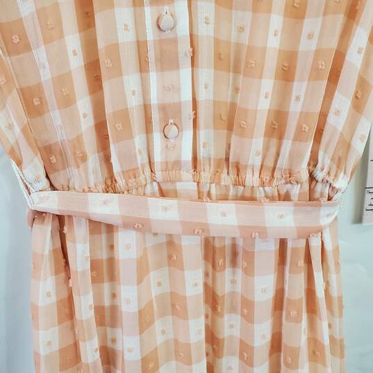 Nanette Lepore Pink and White Checkered Sleeveless Sheer Dress Sz 4 NWT image number 4