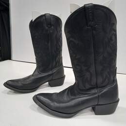 Justin Pull On Black Leather Boots Size 9.5 alternative image