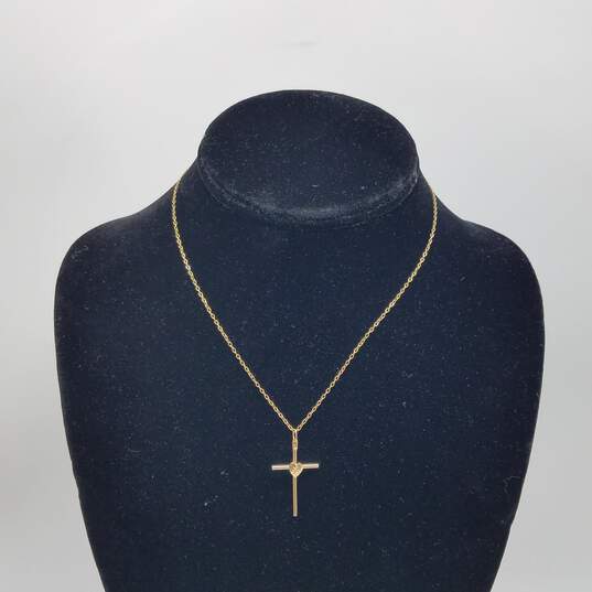 Speidel 14k Gold Cross Pendant Necklace 1.1g image number 1
