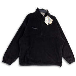 NWT Mens Black Fleece Mock Neck Half-Zip Long Sleeve Pullover Jacket Sz XL