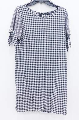Sharagano Black & White Gingham Print Shift Dress Size 12
