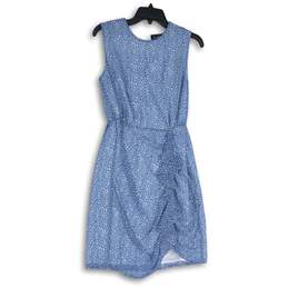 Sam Edelman Womens Blue White Printed Ruffle Sleeveless Shift Dress Size 4