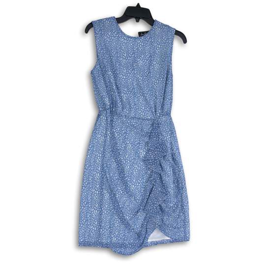 Sam Edelman Womens Blue White Printed Ruffle Sleeveless Shift Dress Size 4 image number 1