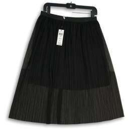 NWT BCBGeneration Womens Black Pleated Elastic Waist Midi A-Line Skirt Size M