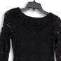 NWT Womens Black Lace Floral 3/4 Sleeve Round Neck Shift Dress Size XS image number 4