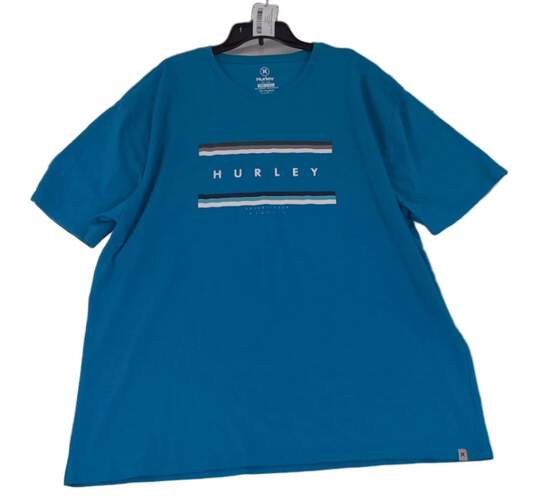 Mens Blue Short Sleeve Cyber Teal Grafic Crew Neck Pull Over T Shirt Size M image number 1