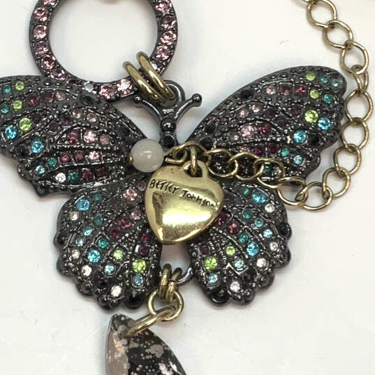 Designer Betsey Johnson Gold-Tone Rhinestone Butterfly Pendant Necklace image number 4