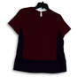 NWT Womens Red Round Neck Short Sleeve Back Keyhole Blouse Top Size Small image number 1