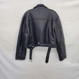 Topshop Black Faux Leather Moto Jacket WM Size 12 NWT alternative image