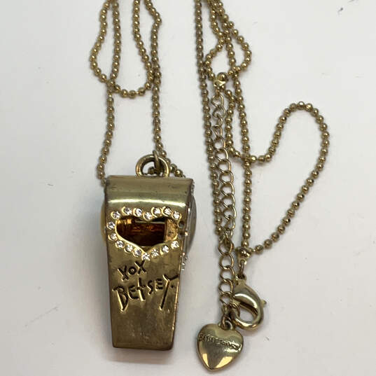 Designer Betsey Johnson Gold-Tone Rhinestone Adjustable Pendant Necklace image number 3