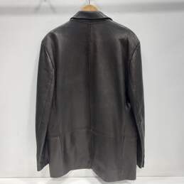 Saks Fifth Avenue Black Leather Jacket Size L alternative image