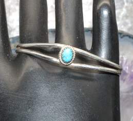 Artisan M Signed Sterling Silver Turquoise Child's Cuff Bracelet - 3.9g alternative image