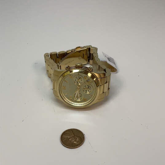 NWT Designer Michael Kors MK5055 Gold-Tone Chronograph Analog Wristwatch image number 3