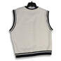Mens  White Tight-Knit Sleeveless V-Neck Sweater Vest Size X-Large image number 2