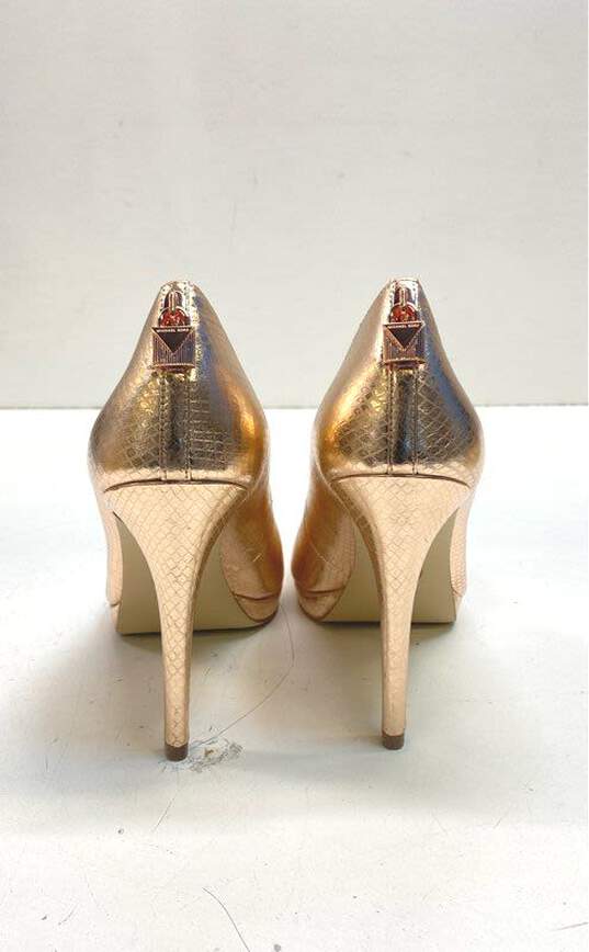 Michael Kors Antoinette Metallic Embossed Leather Heels Soft Pink 9.5 image number 4