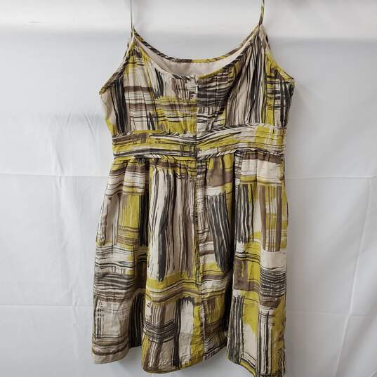 Brown/Yellow Women's Halogen Babydoll Silk Cotton Blend Dress Size 4 image number 5
