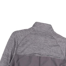 Womens Purple Mock Neck Long Sleeve Quater Zip Activewear T-Shirt Size L alternative image