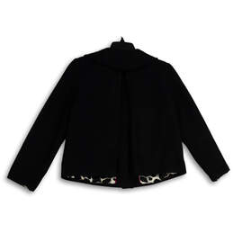 Womens Black Long Sleeve Welt Pocket Snap Front Cropped Jacket Size M alternative image