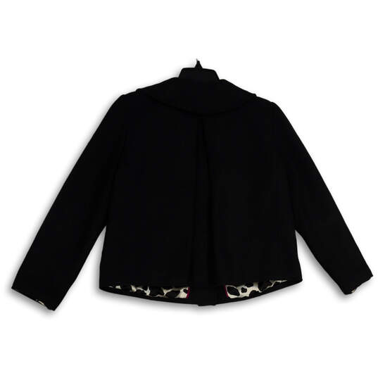 Womens Black Long Sleeve Welt Pocket Snap Front Cropped Jacket Size M image number 2