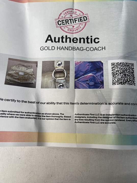 Certified Authentic Coach Gold Metallic Tote Bag image number 6