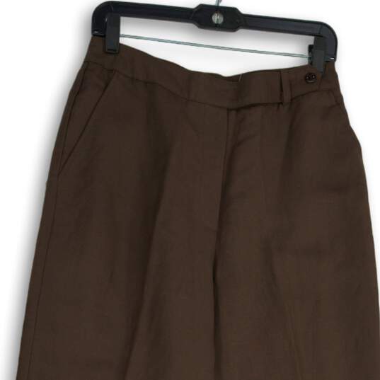 NWT Express Womens Brown Slash Pocket Straight Leg Dress Pants Size 9/10 image number 3