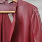 NWT Chico's Women's Faux Leather Mid Length Open Front Jacket in Red Size 1 image number 4