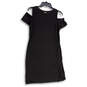 NWT Womens Black Cold Shoulder Round Neck Short Sheath Dress Size Small image number 3