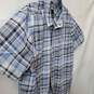Prana Men's Blue Plaid Short Sleeve Button Up Nylon Shirt Size L image number 2