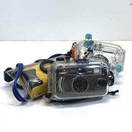 Lot of 3 Assorted 35mm Underwater Cameras & Camera Housing