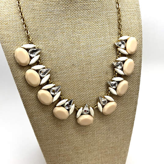 Designer J. Crew Gold-Tone Clear Rhinestone Link Chain Statement Necklace image number 1