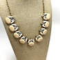 Designer J. Crew Gold-Tone Clear Rhinestone Link Chain Statement Necklace image number 1