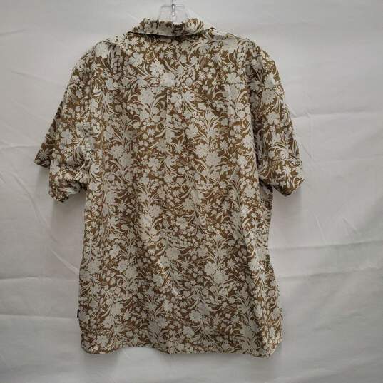 VTG Patagonia MN's Tan & White Organic Cotton Floral Print Shirt Size XL image number 2