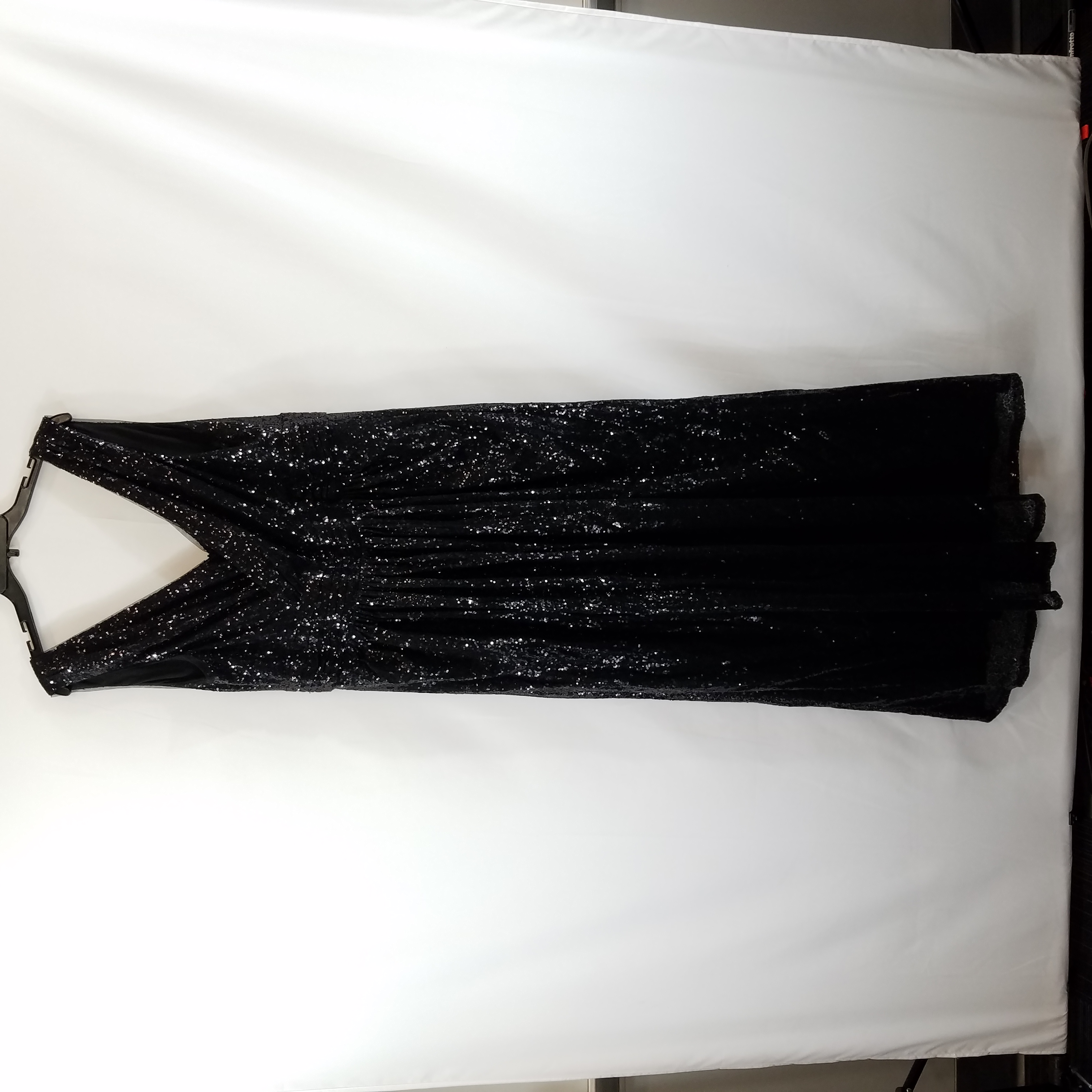 Buy the Kate Kasin Women Black Glitter Sequin Sleeveless Dress 18W ...