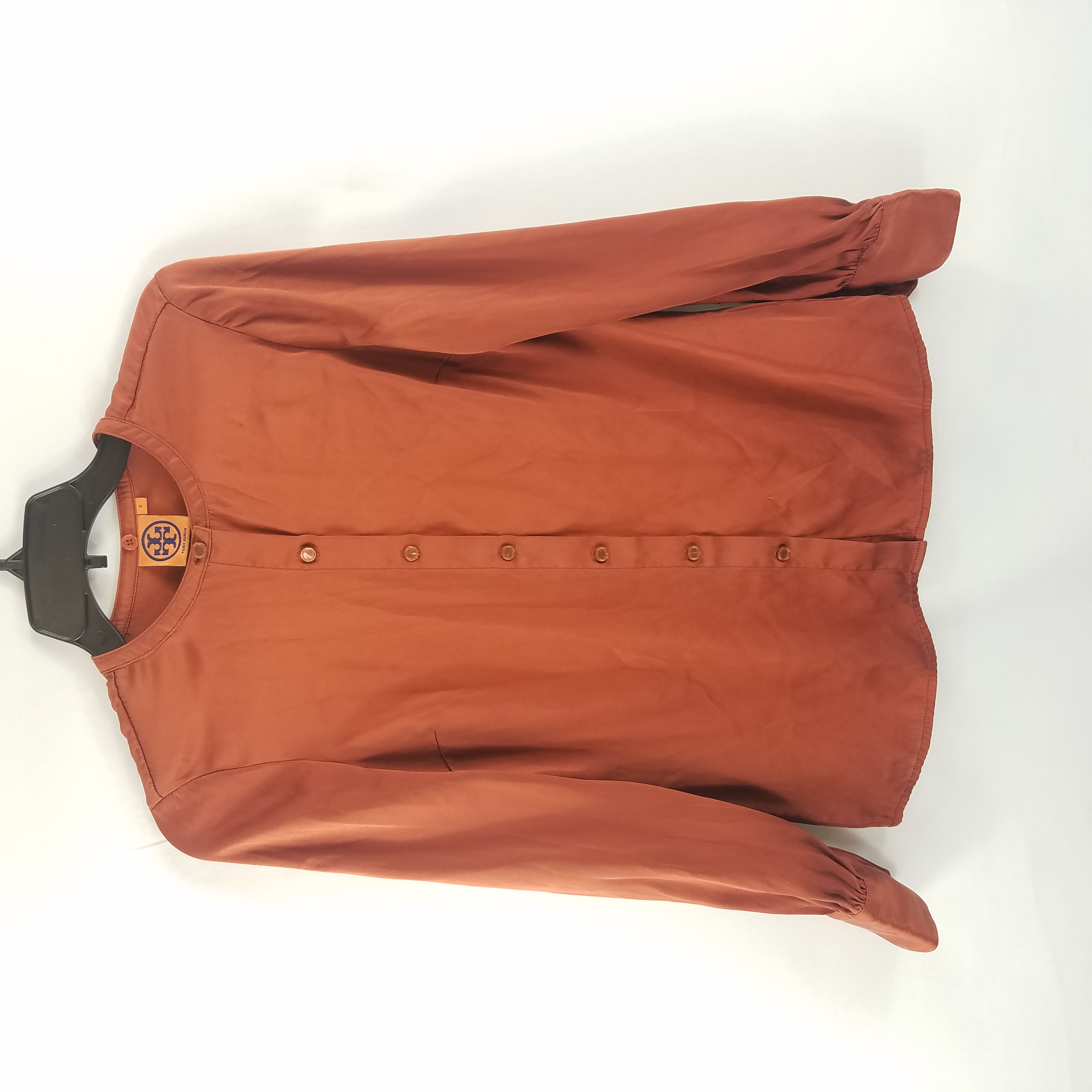 Buy the Tory Burch Women Orange Long Sleeve Shirt Size 2 | GoodwillFinds