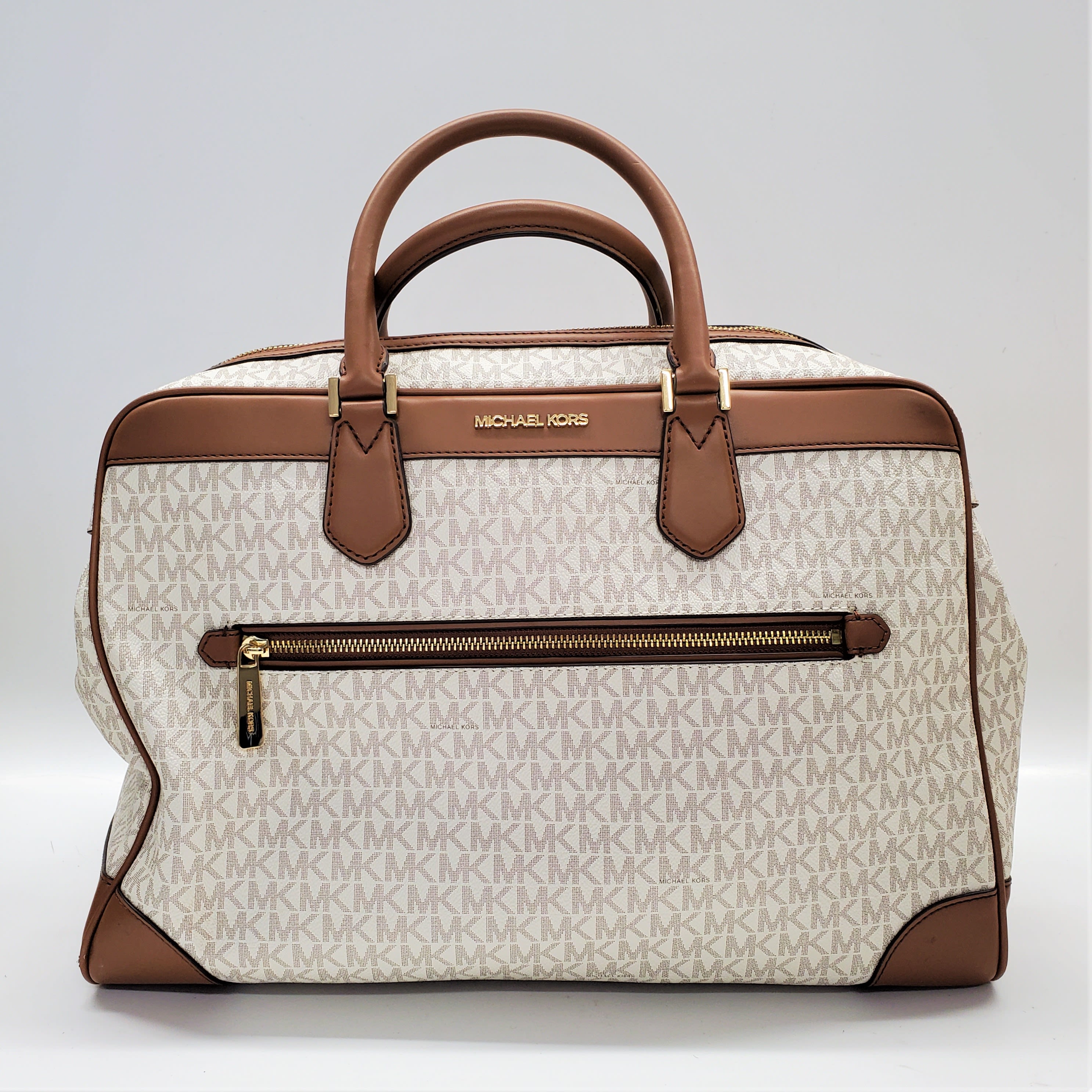Buy the Michael Kors NWT Mk Travel Large Luggage Top Zip Weekender Bag ...
