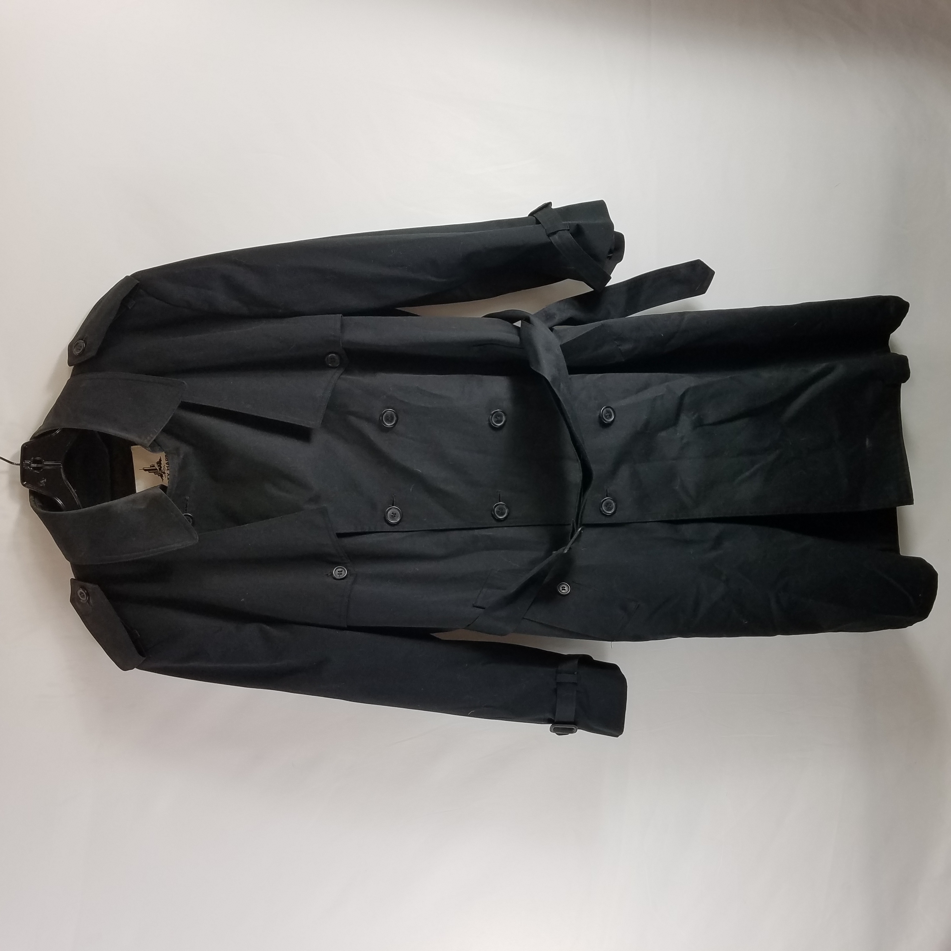 Buy the Misty Harbor Men Black Trench Coat 52 | GoodwillFinds