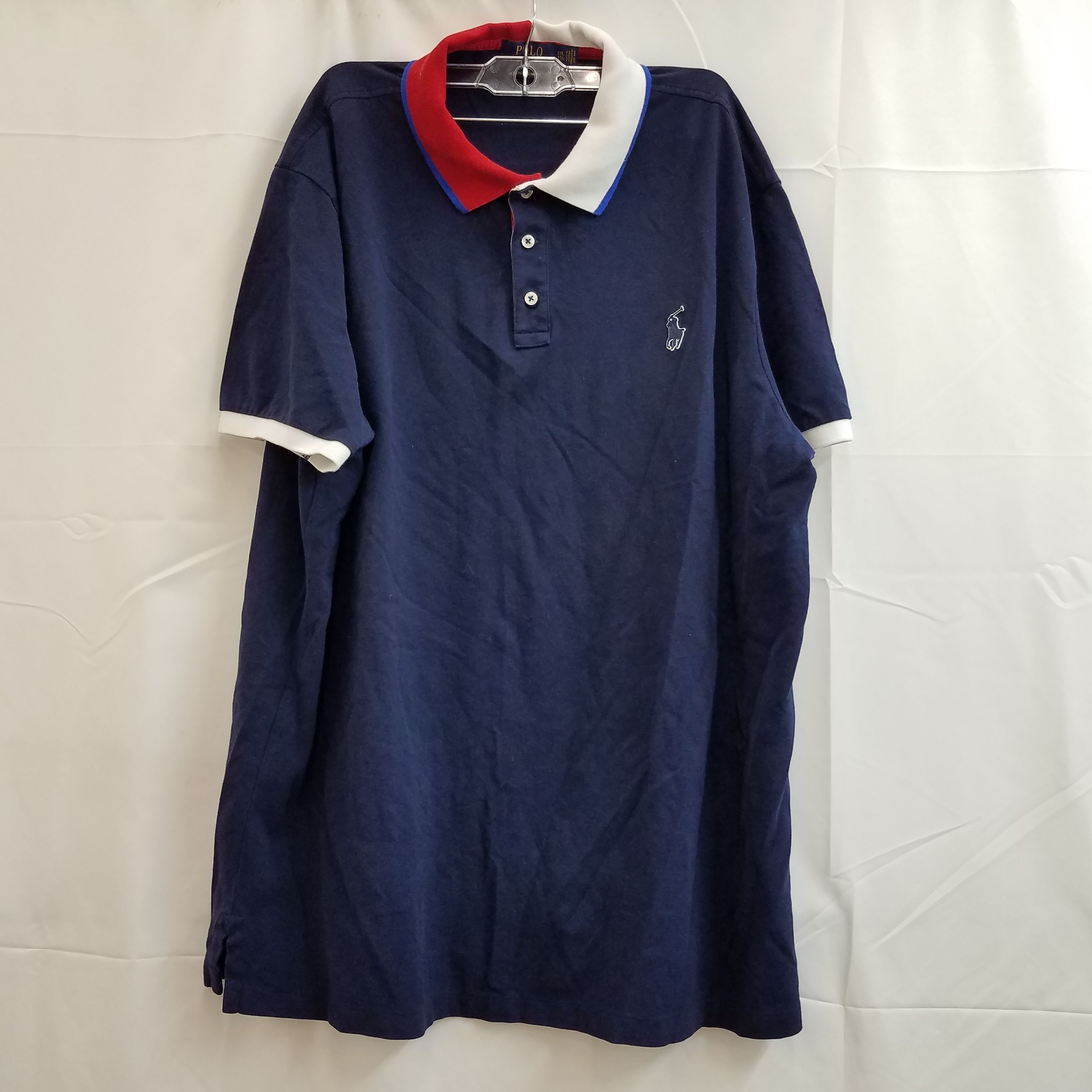 Buy the Polo Ralph Lauren Men's Navy Blue Cotton Button-up Shirt Size ...