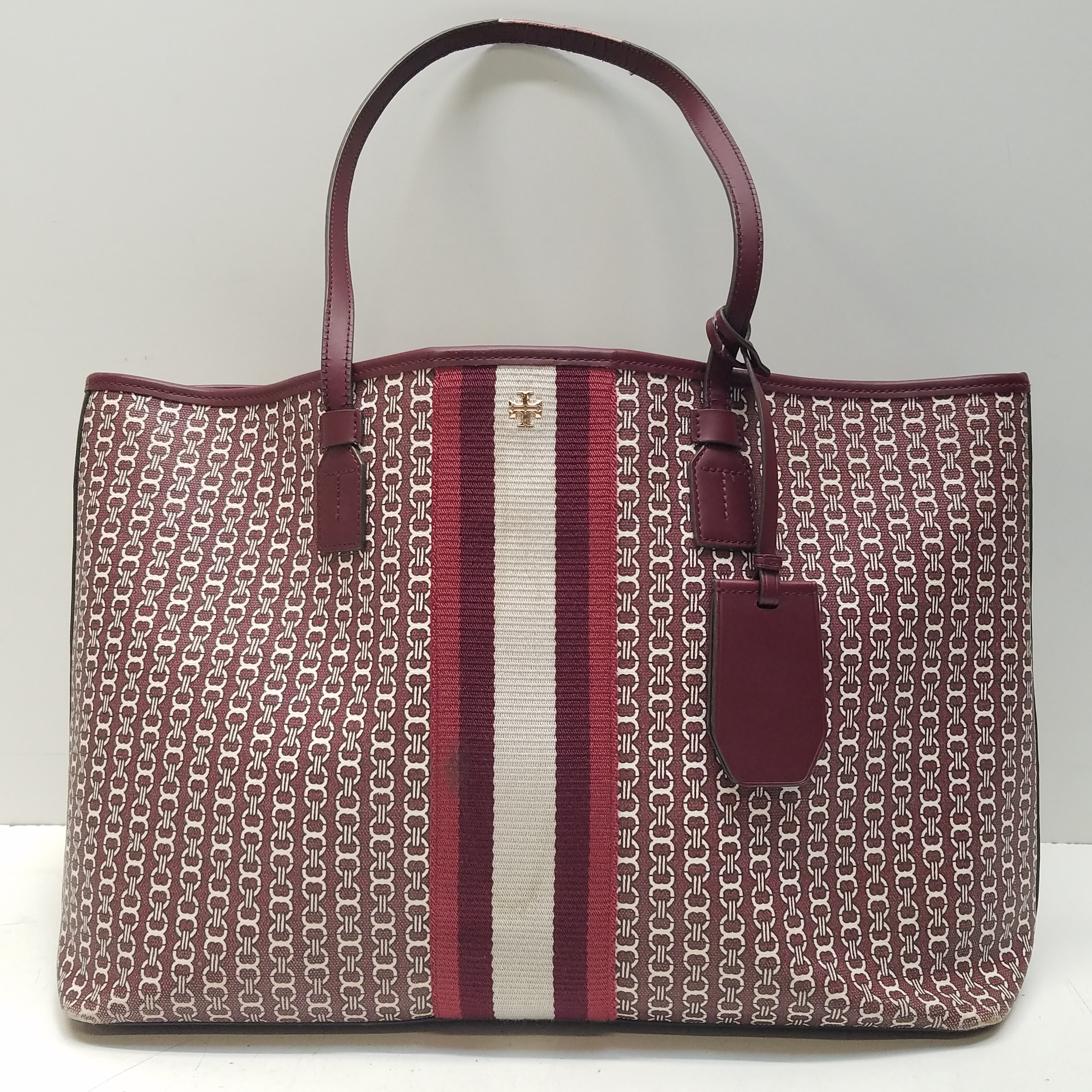 Buy the Tory Burch Burgundy Tote Bag | GoodwillFinds